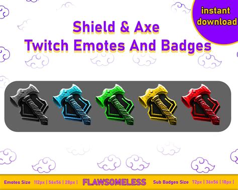 Axe Shield Weapon Twitch Sub Emotescheer Badges Youtubers Tiktokers