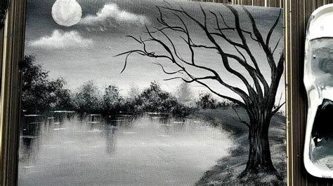 Easy Black And White Landscape Painting Tutorial For
