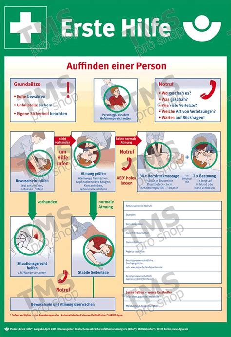 In unserem sortiment finden sie außerdem defibrillatoren. Erste-Hilfe-Aushang Anleitung zur Ersten Hilfe # ...