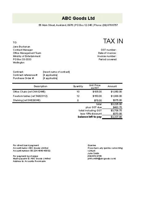 Company Goods Moving Invoice Template Pdfsimpli