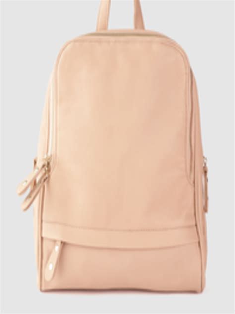 Buy Dressberry Women Peach Coloured Solid Backpack Backpacks For