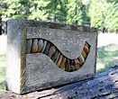 New Design Reclaimed Wood and stone sculpture with colorful stones Wood ...