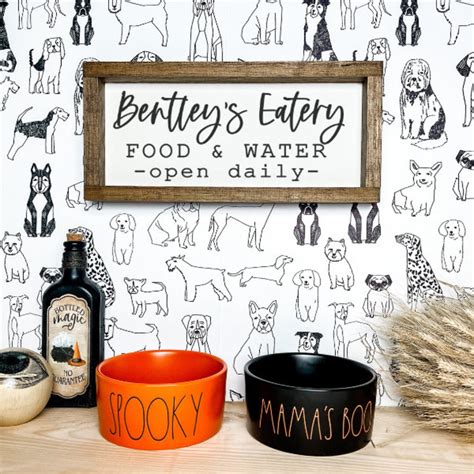 Personalized Dog Food Sign © Pet Feeding Sign Pups Eatery Custom Cat