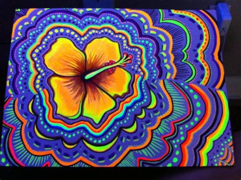 Hibiscus Black Light Art By Brit Weber Psychedelic Abstract Art Art Classes Art Abstract Art