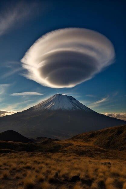 Premium Ai Image Mount Fuji With A Lenticular Cloud Above It