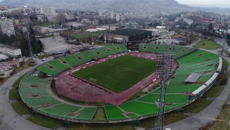 Sarajevo, Bosnia And Herzegovina, March, 11th, 2017- Aerial Footage Of The Olympic Stadium Of ...