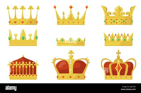 Royal Crown Set King Or Queen Authority Symbol Gold Jewel For Prince