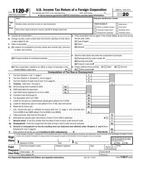 Irs 1120 F 2020 Fill Out Tax Template Online Us Legal Forms