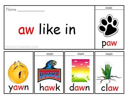 Aw Words Phonics Flip Book Free Printable Words With Aw In Them