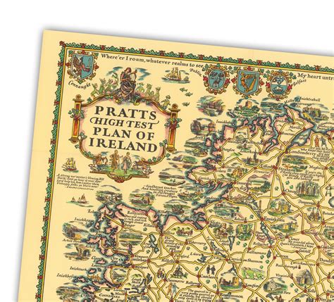 Old Map Of Ireland Vintage Pictorial Irish Map Pratts High Etsy Uk