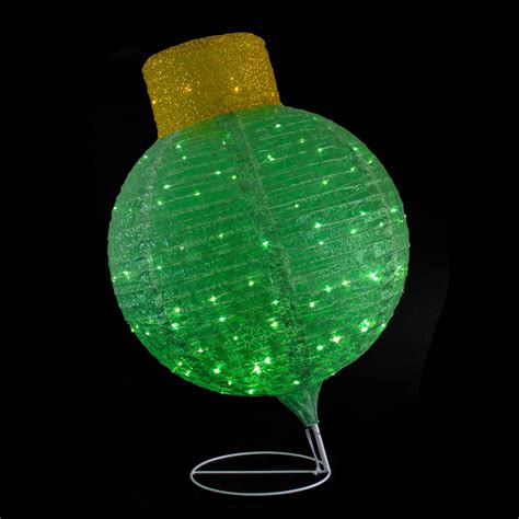 38″ Led Lighted Twinkling Green Tinsel Onion Ornament Outdoor Christmas