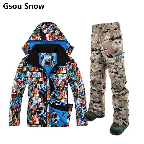 Gsou Snow Brand Ski Jacket Men Snowboard Pants Set Skiing Jackets