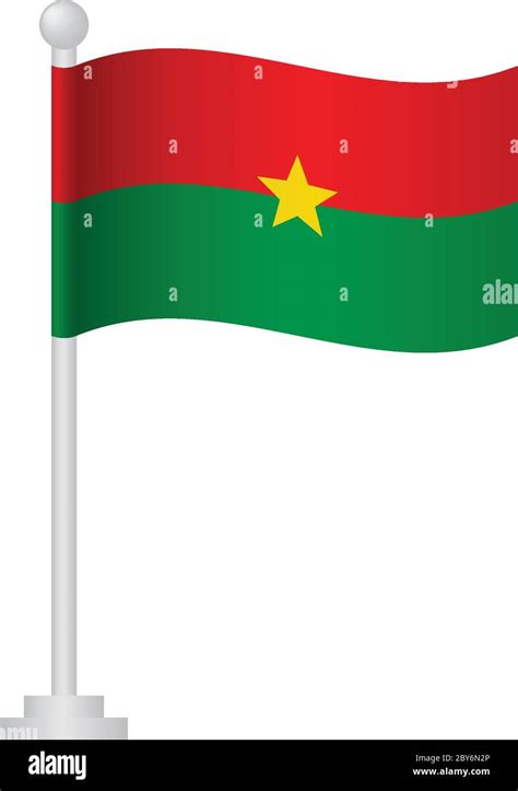 Burkina Faso Flag National Flag Of Burkina Faso On Pole Vector Stock