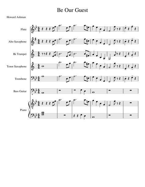 Be Our Guest Wip Sheet Music For Flute Piano Alto