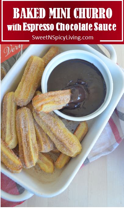 Baked Mini Churro With Espresso Chocolate Dipping Sauce