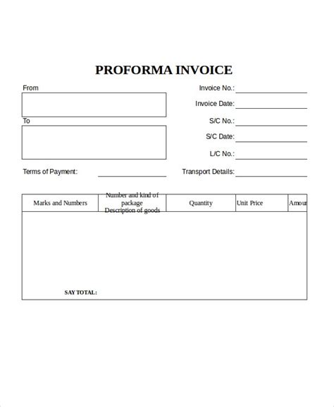 Free Proforma Invoice Template Word