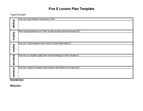 5 E Lesson Plan Template