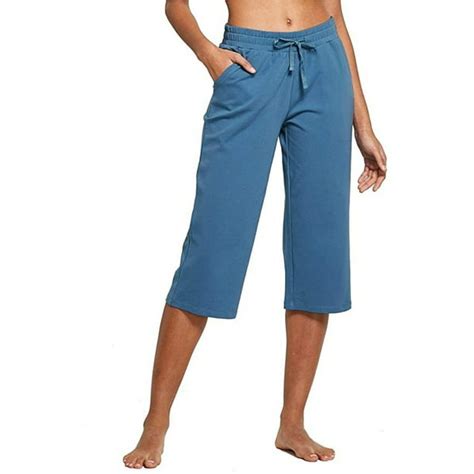 Sysea Sysea Wide Leg Casual Pants Women Solid Elastic Waist Capris