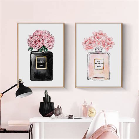 Wall Art Coco Chanel Perfume 2 Sets Canvas Prints Poster Prints