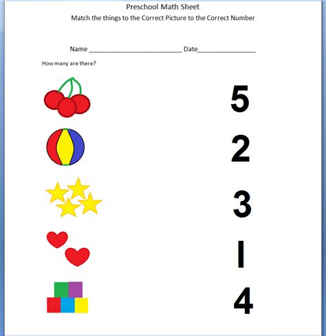 Preschool Math Printable Working With Numbers 1 5 Homeschooling