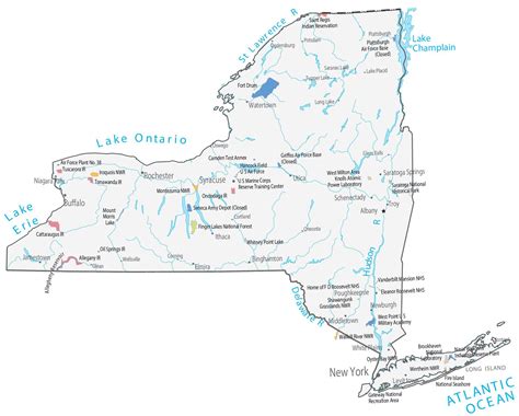 New York State Map Places And Landmarks Gis Geography