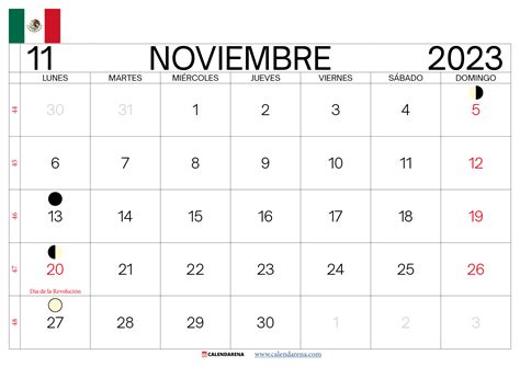 Calendario Noviembre 2023 México