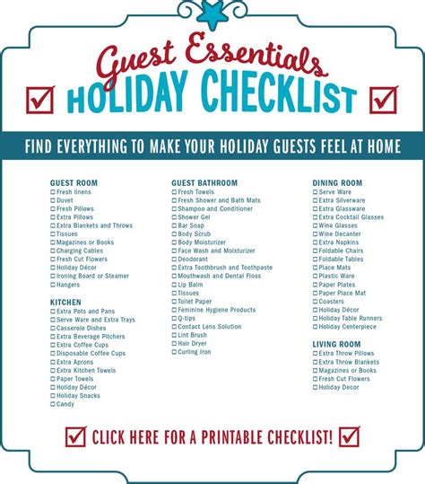 Guest Essentials Holiday Checklist Mygabes
