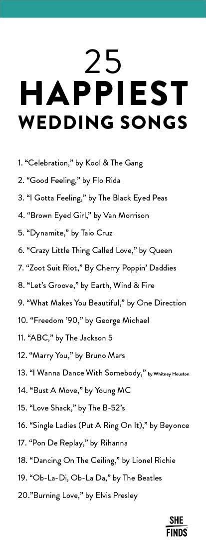 The 20 Happiest Songs To Play At Your Wedding Home