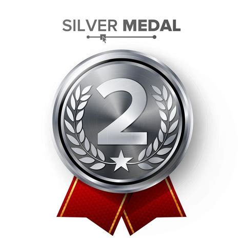 Vector De Medalla De Segundo Lugar De Plata Insignia Realista De Metal