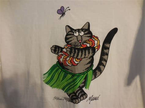 Vintage Kliban Crazy Shirt Hula Kliban Cat And Butterfly