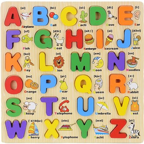 3d Wooden Alphabet Puzzles With Pictures For Children Montessori