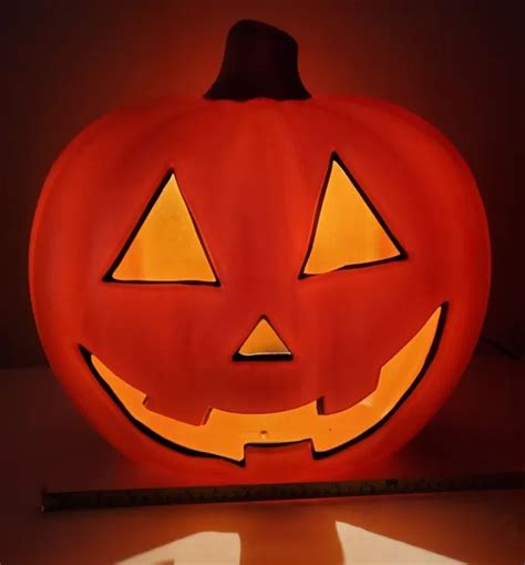 Vintage Gemmy Halloween Pumpkin 15 Large Light Up Hard Blow Mold Jack