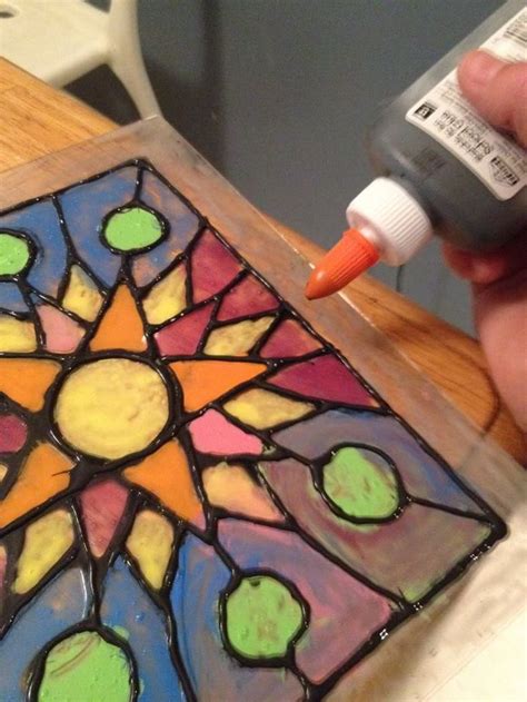 Faux Stained Glass A Fun Project For Kids Using Plexi Puffy Paint