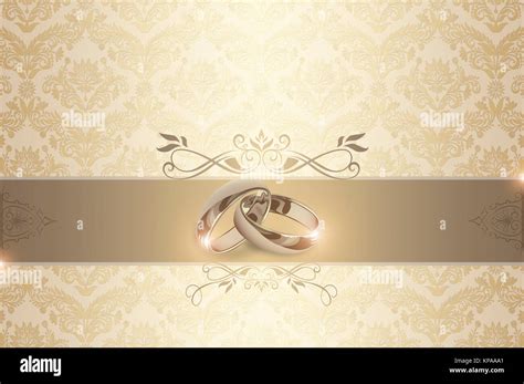 Decorative Wedding Background With Gold Rings And Floral European