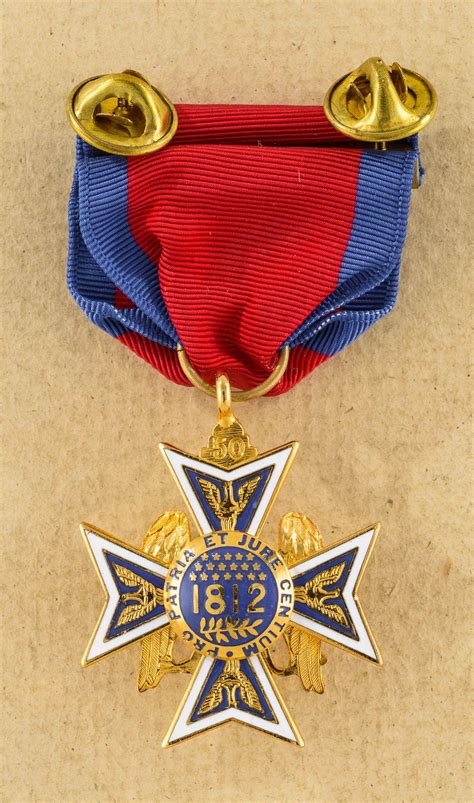 Sold Price Us Military Society Of The War Of 1812 Medal April 2
