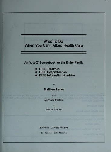Blue cross first sold health insurance as a nonprofit in 1929. What to Do When You Can't Afford Health Care (March 1993 edition) | Open Library