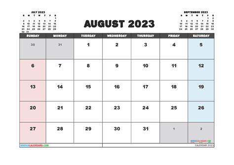 Editable August 2023 Calendar