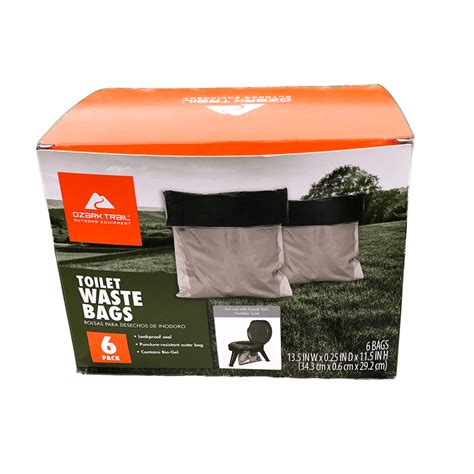Ozark Trail Portable Toilet Waste Bags With Bio Gel 6 Pack Walmart