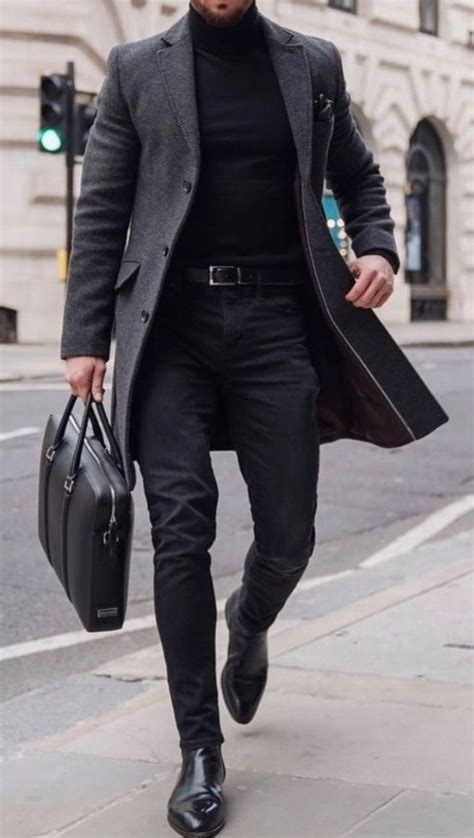 Mens Classy Style Charcoal Grey Overcoat Outfit Giorgenti New York