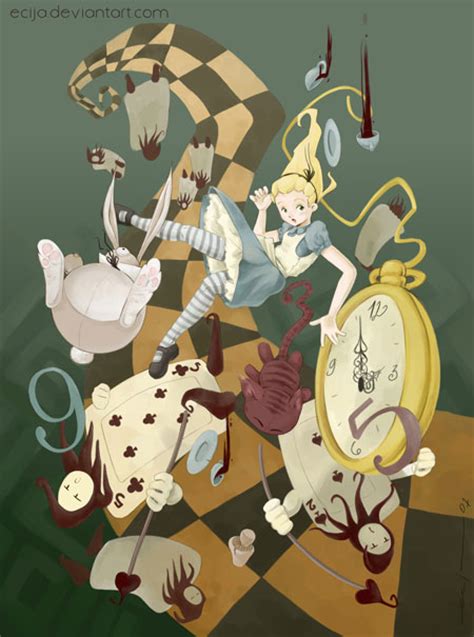 Alice In Wonderland Falling Drawing