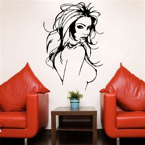 Cartoon New Creative Sexy Woman Bedroom Living Room Glass Decal Door