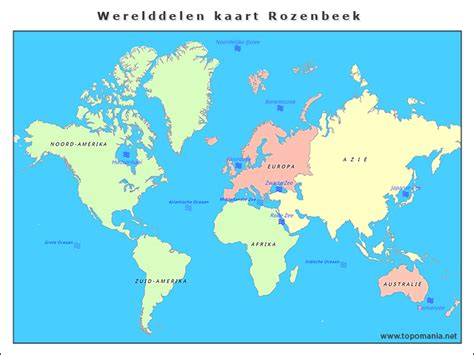 Topografie Werelddelen Kaart Rozenbeek