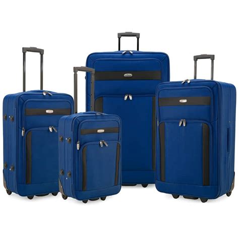 Elite Luggage Cedar 4 Piece Blue Softside Lightweight Rolling Luggage