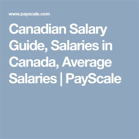 Canadian Salary Guide Salaries In Canada Average Salaries Payscale