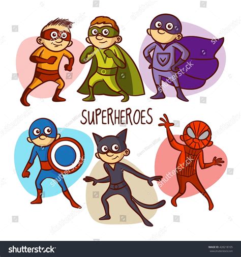 Superheroes Kids Vector Illustartion 428218105 Shutterstock