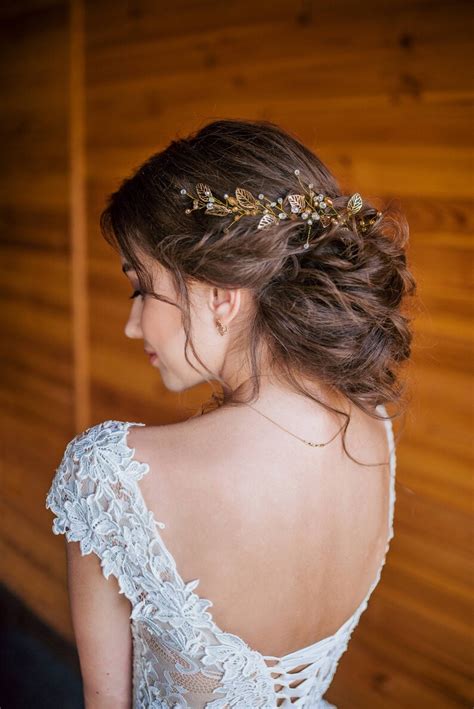 Bridal Hair Vine Wedding Hair Vine Gold Leaf Hair Vine Long Etsy