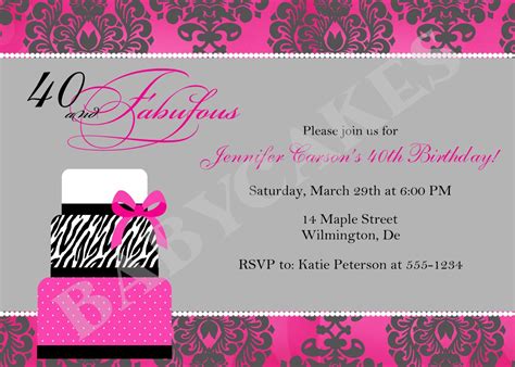 40th Birthday Party Invitations Wording Download Hundreds Free