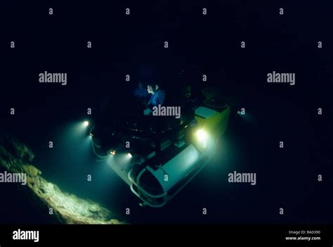 Deepsee Deep Diving Submersible In Dark With Lights On Cocos Island