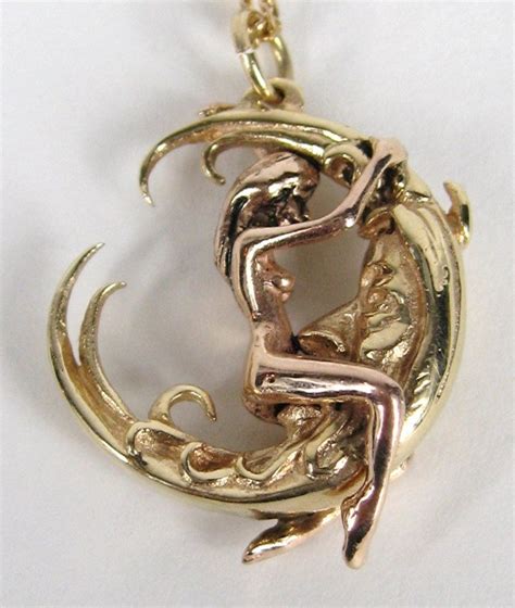 Gold Erotica Moon Pendant Necklace At 1stdibs