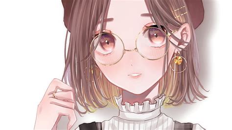 anime girl with brown hair glasses telegraph